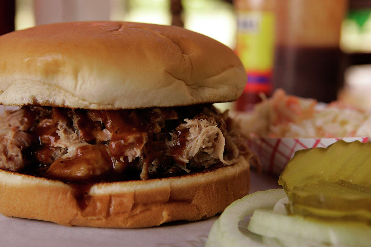 Augie's Barbed Wire Smoke House, 3709 N. St. Mary's St., has a pulled pork sandwitch.