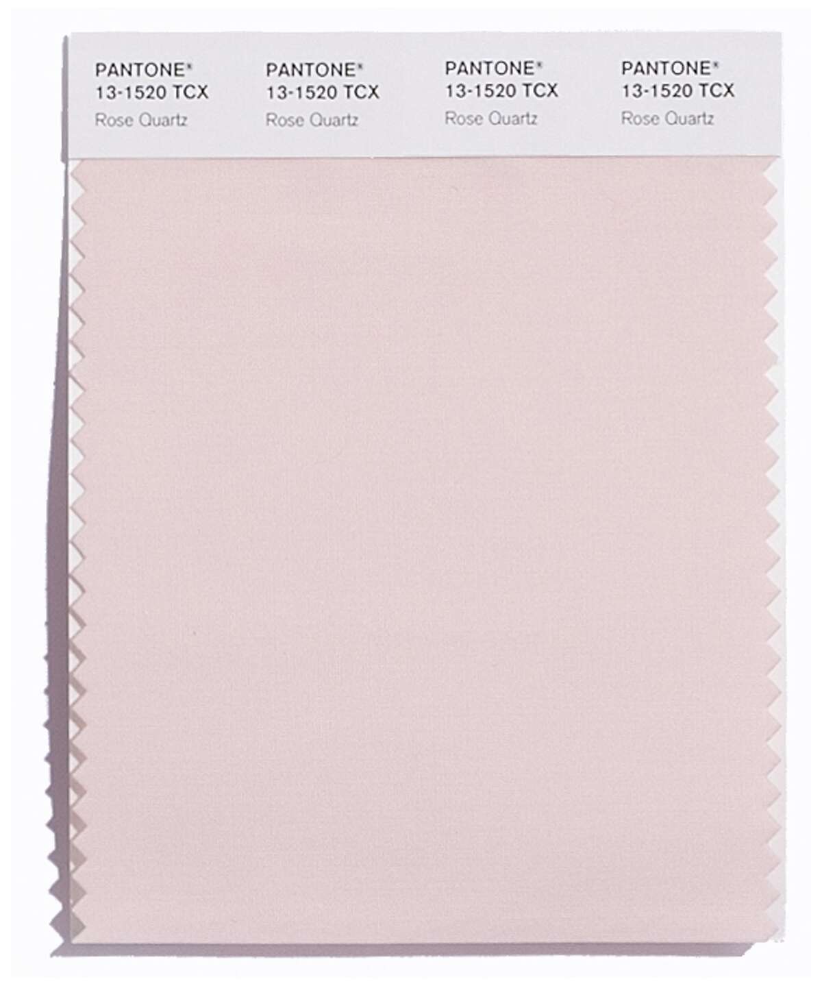 2016: Rose Quartz This color swatch image released by Pantone shows a shade of pink, called Rose Quartz. The experts at the Pantone Color Institute have chosen two colors of the year, Rose Quartz, a pale pink and Serenity, a shade that is closer to baby blue. (Pantone via AP)