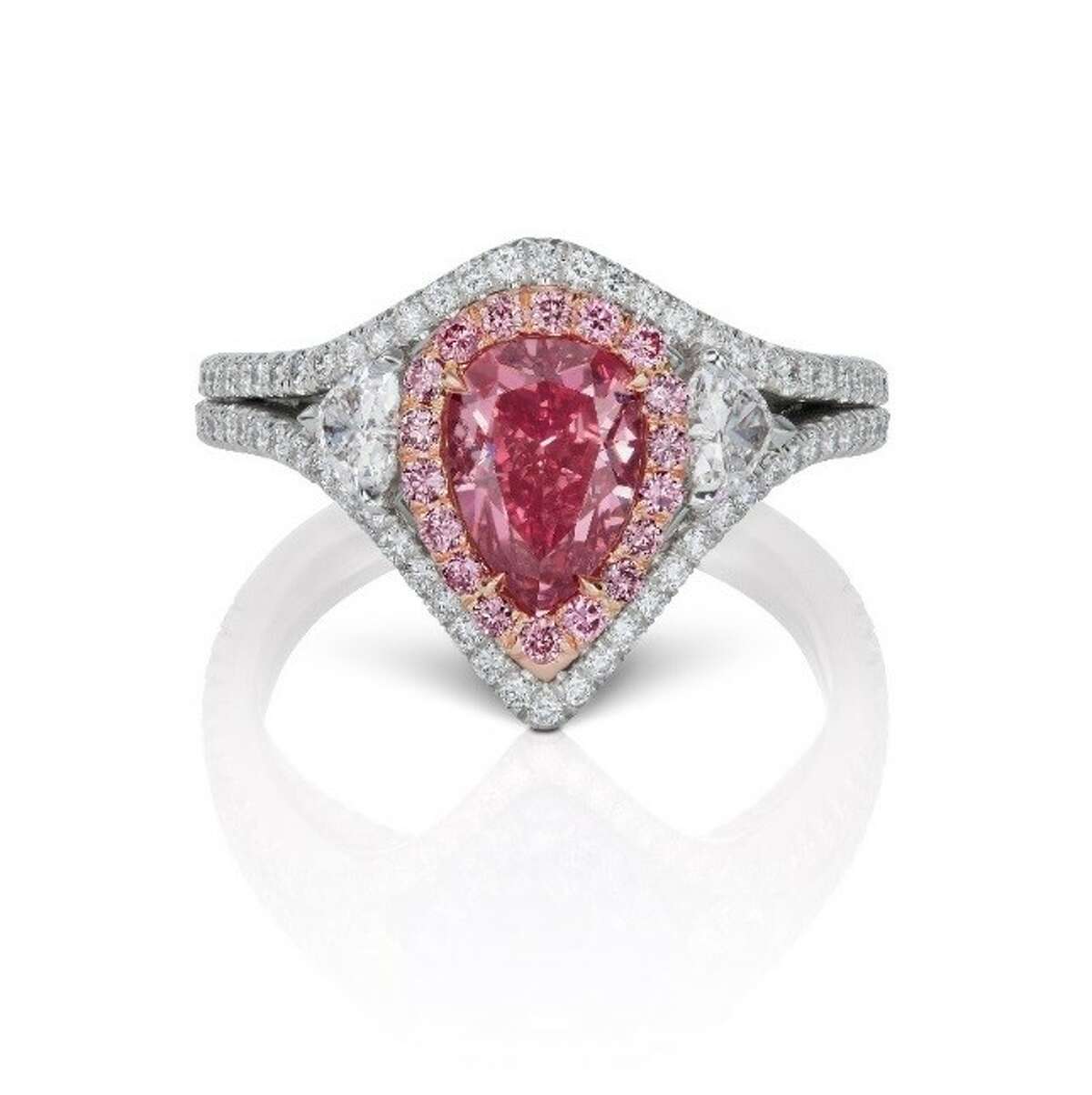 This saturated Vivid Pink pear-shaped Argyle Pink diamond is going for $1,900,000 at Americus Diamond.