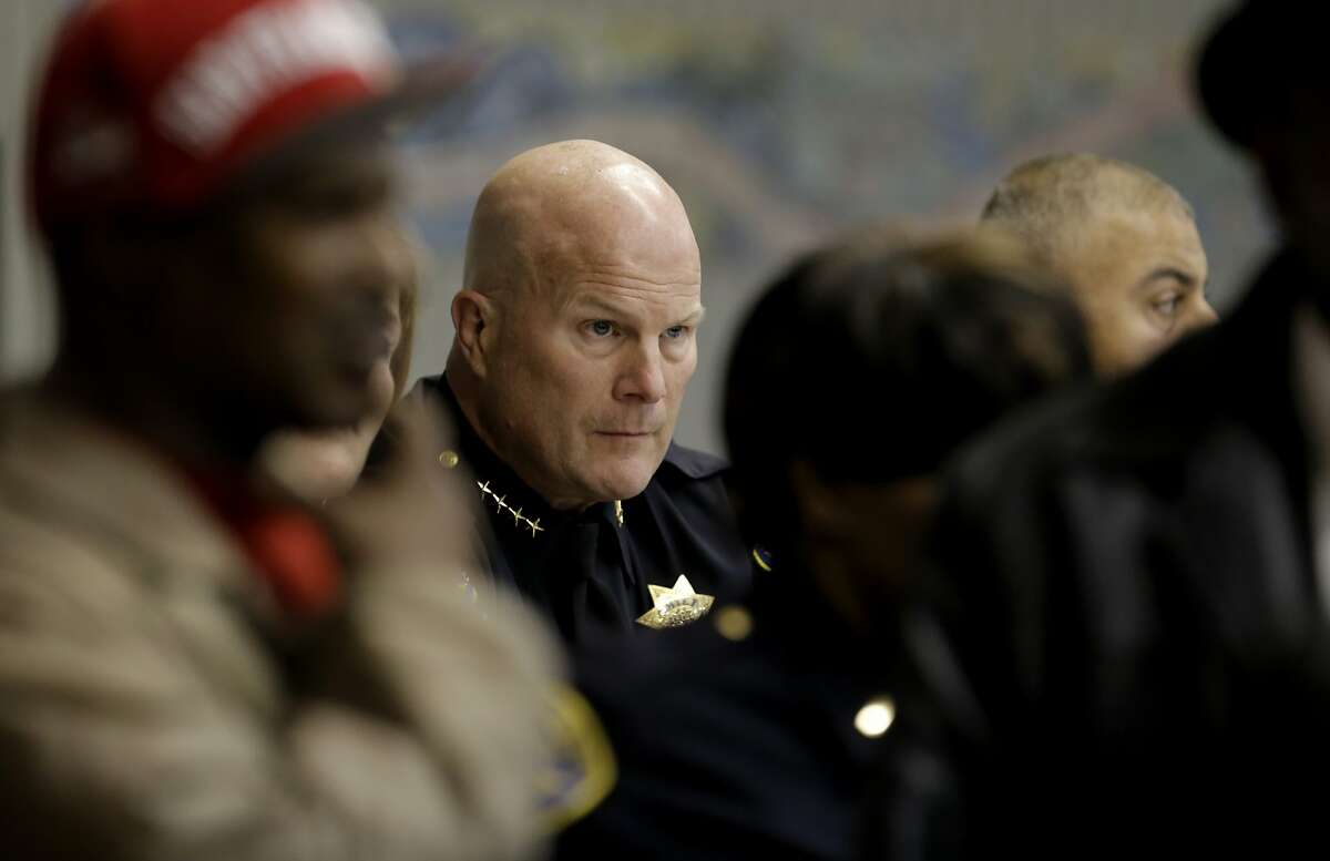 San Francisco Police Chief Greg Suhr listens to comments from the neighborhood as the San Francisco Police department hosts a town hall meeting, on Fri. December 4, 2015 to discuss the officer-involved shooting of 26-year-old Mario Woods in the Bayview neighborhood that sparked outrage nationwide after a video taken of the shooting was circulated on social media, in San Francisco, Calif.