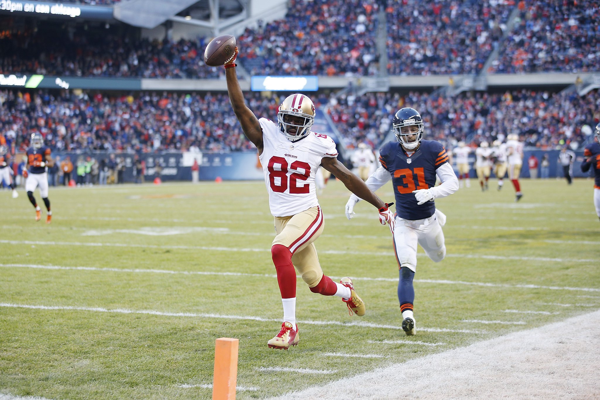 San Francisco 49ers wide receiver Quinton Patton (11) sits on the sideline  during the second half of an NFL football game against the Arizona Cardinals  in Santa Clara, Calif., Sunday, Nov. 29