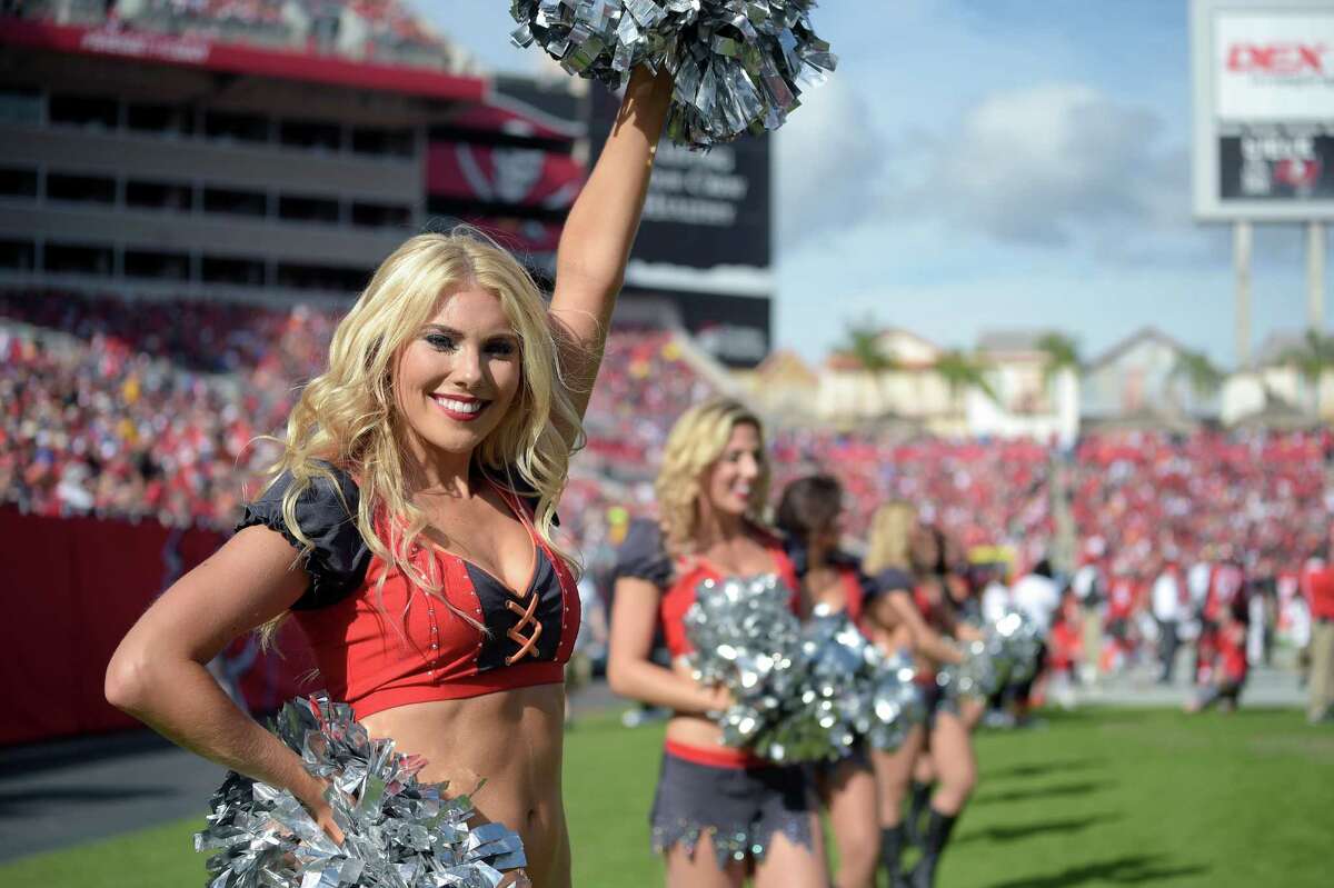 The Tampa Bay Buccaneers cheerleaders perform during the first half of an NFL football game against the Atlanta Falcons in Tampa, Fla., Sunday, Dec. 6, 2015. The Buccaneers 23-19. (AP Photo/Phelan M. Ebenhack)