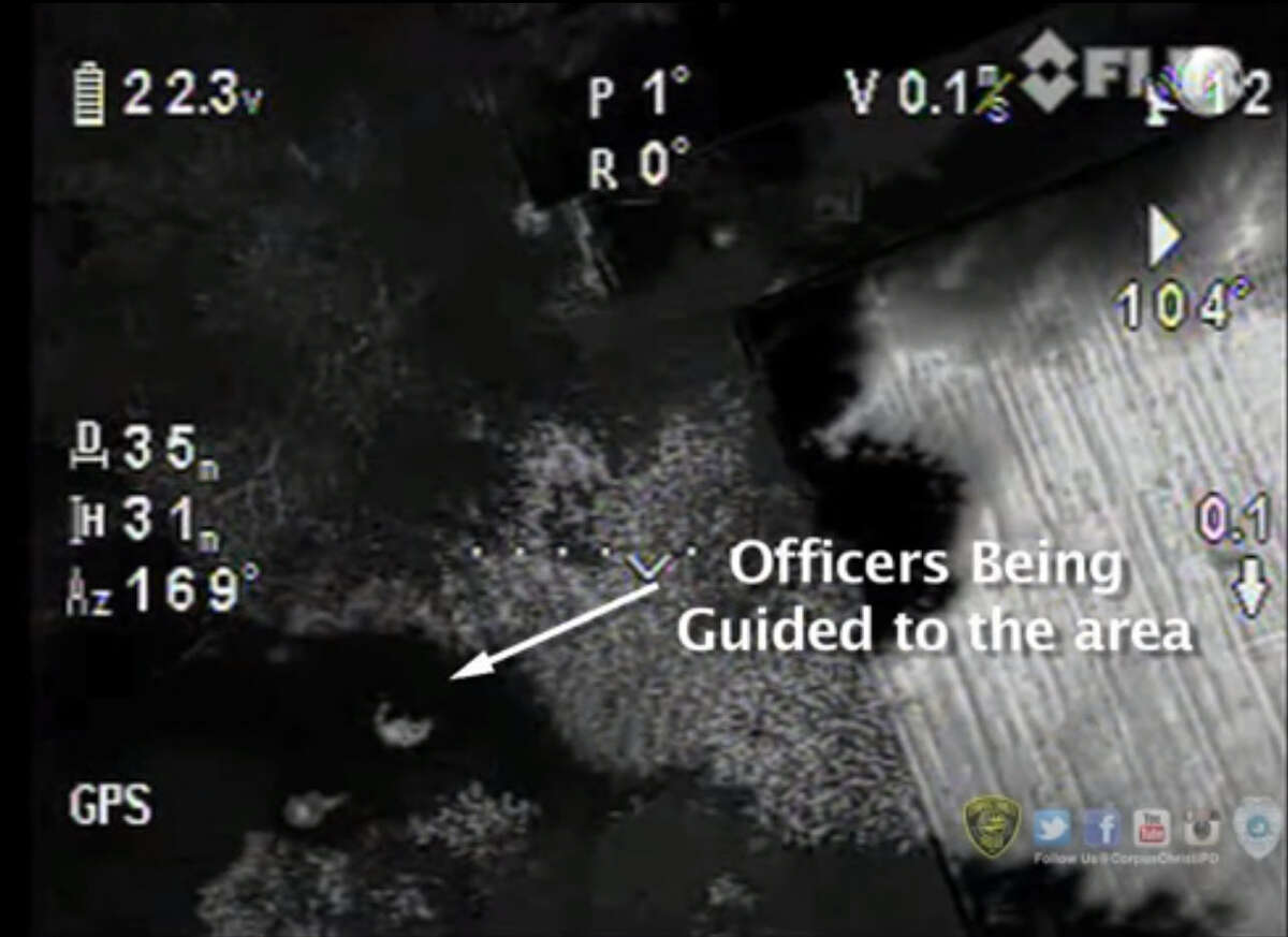 Police in Corpus Christi, Texas used an aerial drone equipped with a thermal imaging camera to help guide officers and a K9 unit to a location where armed were spotted near a school campus on Dec. 4, 2015.