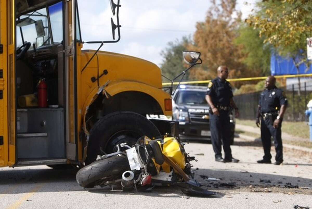 School bus and motorcycle collide in SW Houston