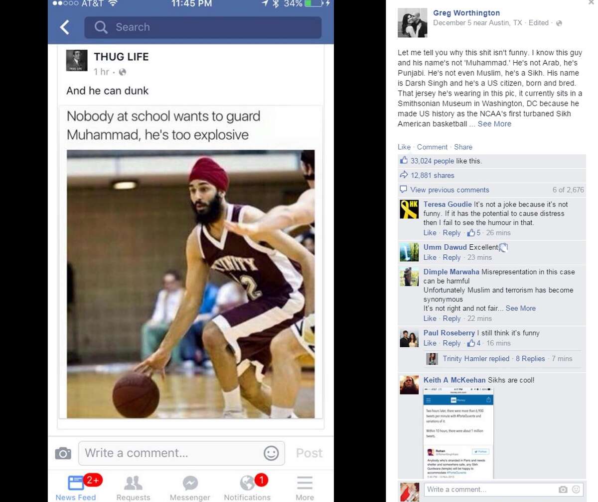 A meme intended to get a few laughs on the internet inadvertently became a viral lesson taught by a San Antonio native who refused to watch his Sikh friend and others from become the butt of a derogatory joke.
