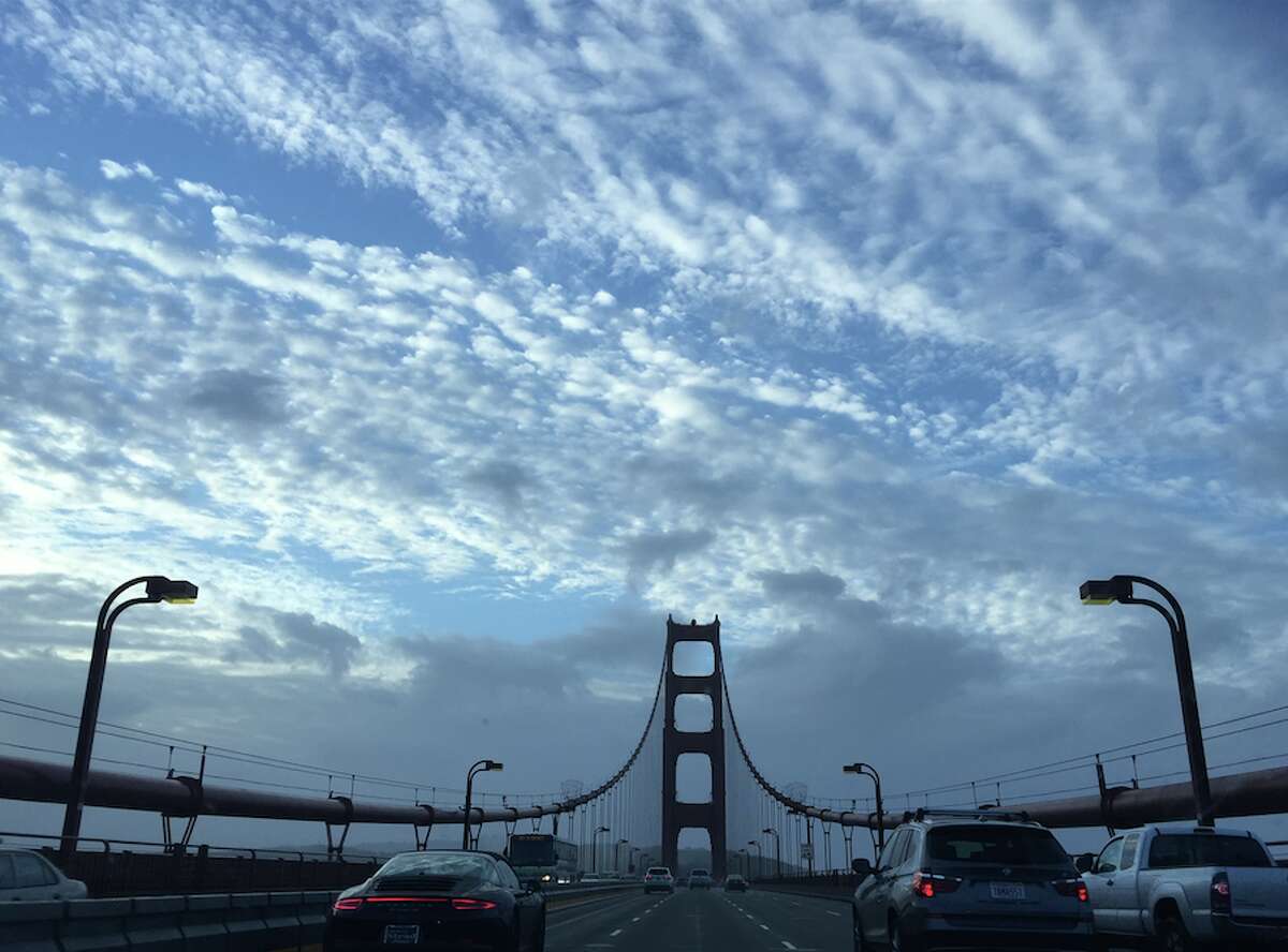 Even though it had been a stormy morning, blue skies will visible from the Golden Gate Bridge around 8 a.m. on Thursday, December 10, 2015.