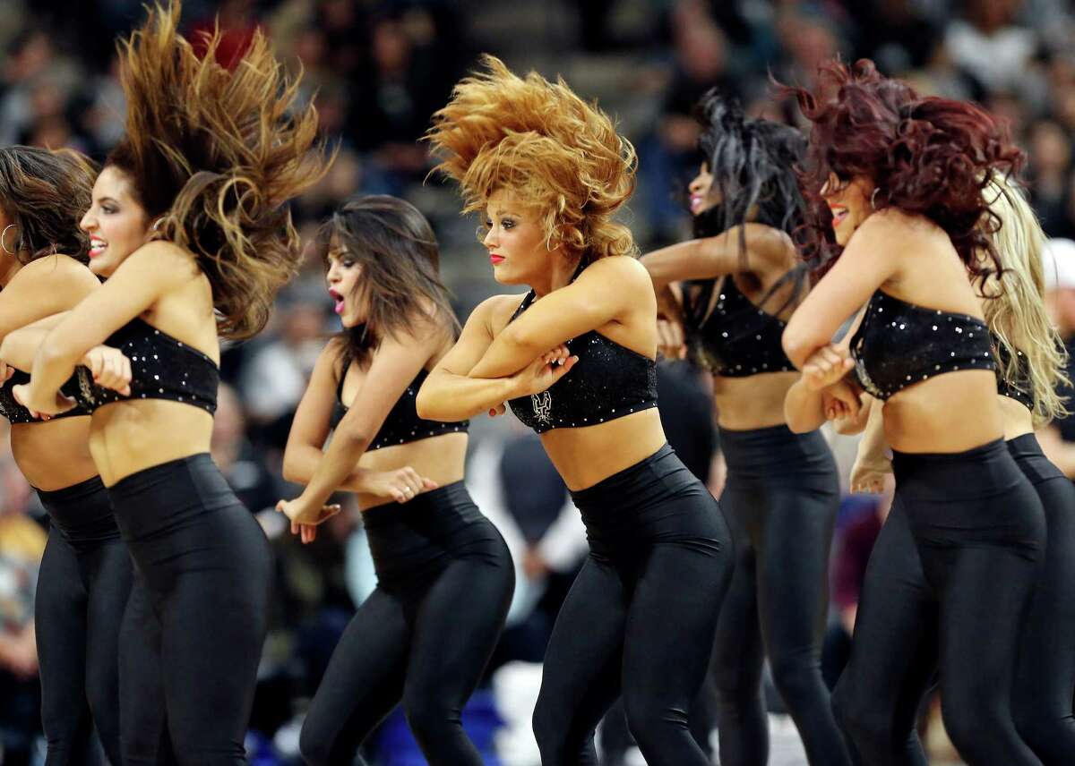 Members of the San Antonio Spurs Silver Dancers perform during the game between the San Antonio Spurs and the Boston Celtics Saturday Dec. 5, 2015 at the AT&T Center.