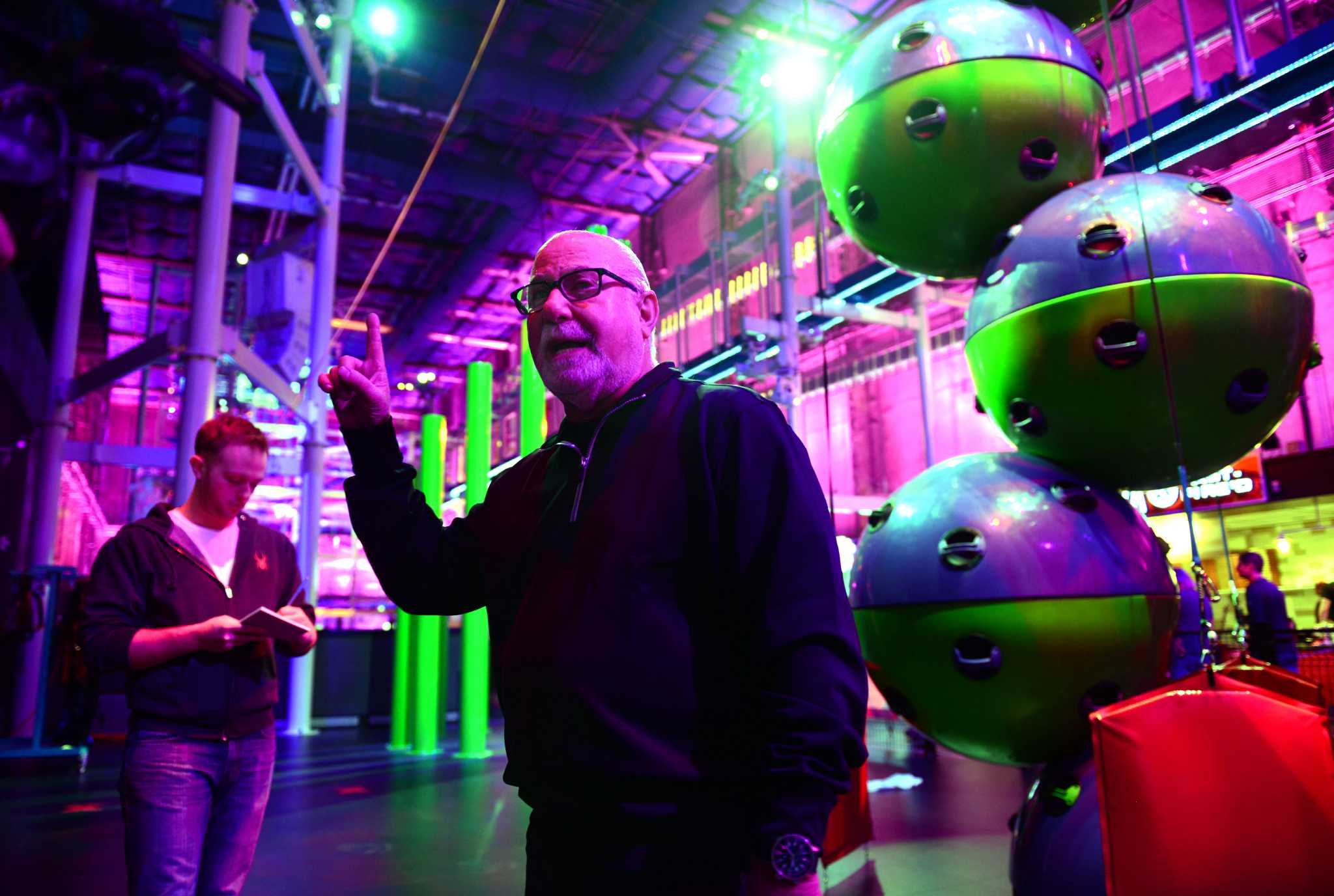 Zip lining above the furniture: Jordan's, owned by Warren Buffett