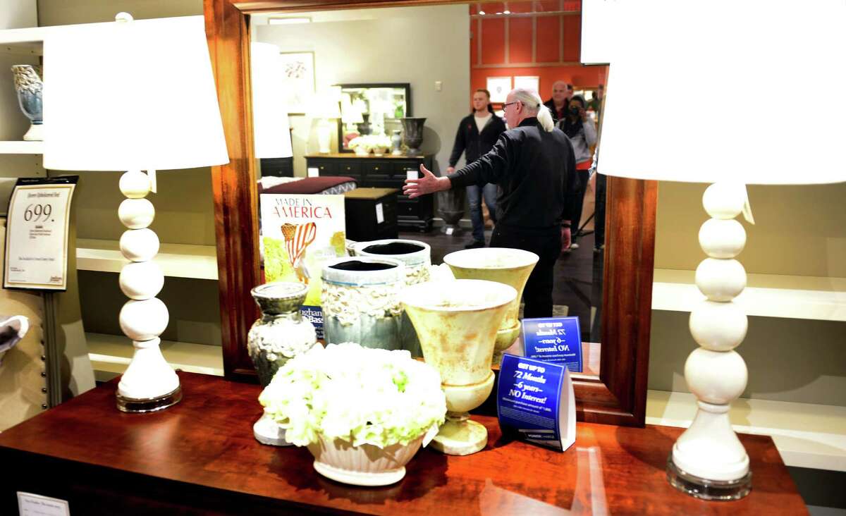 Zip lining above the furniture Jordan’s, owned by Warren Buffett