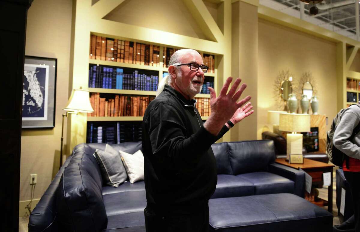 Zip lining above the furniture Jordan’s, owned by Warren Buffett