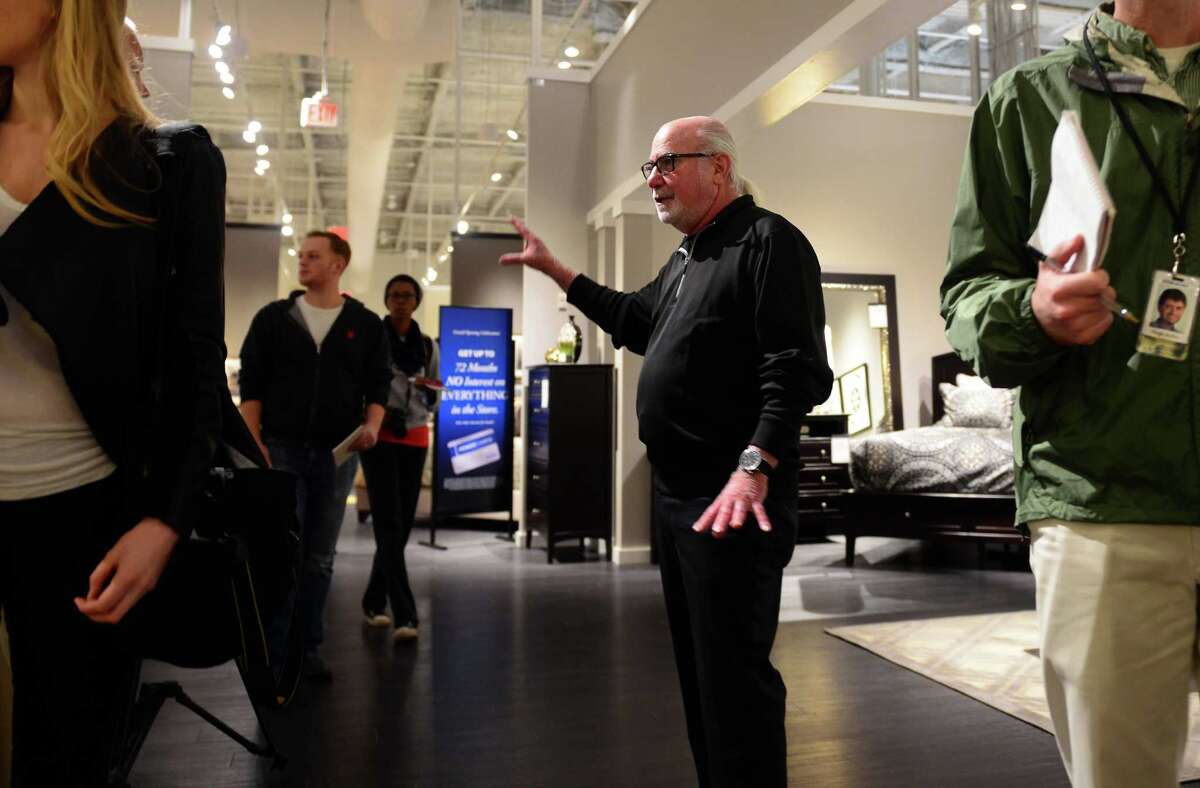 Zip lining above the furniture Jordan’s, owned by Warren Buffett