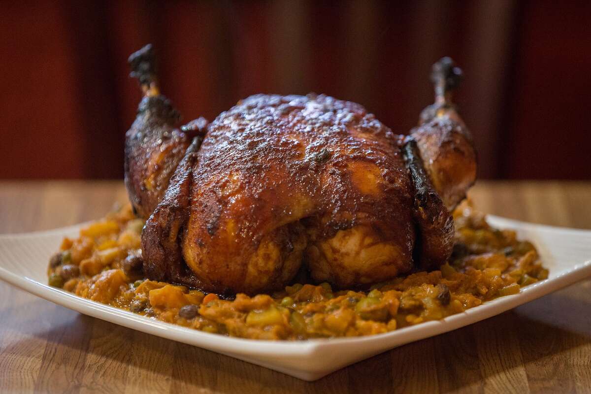 A traditional Nicaraguan Christmas dinner includes a stuffed hen like the one seen at the Mission restaurant, Las Tinajas, on Monday, Dec. 14, 2015 in San Francisco, Calif.