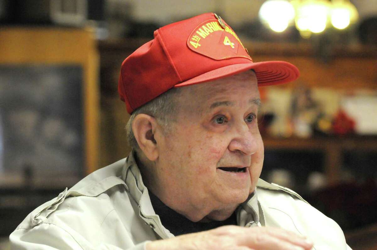 WWII Marine veteran Sal Famularo at the Home Front Cafe on Thursday Dec. 10, 2015 in Altamont, N.Y. (Michael P. Farrell/Times Union)