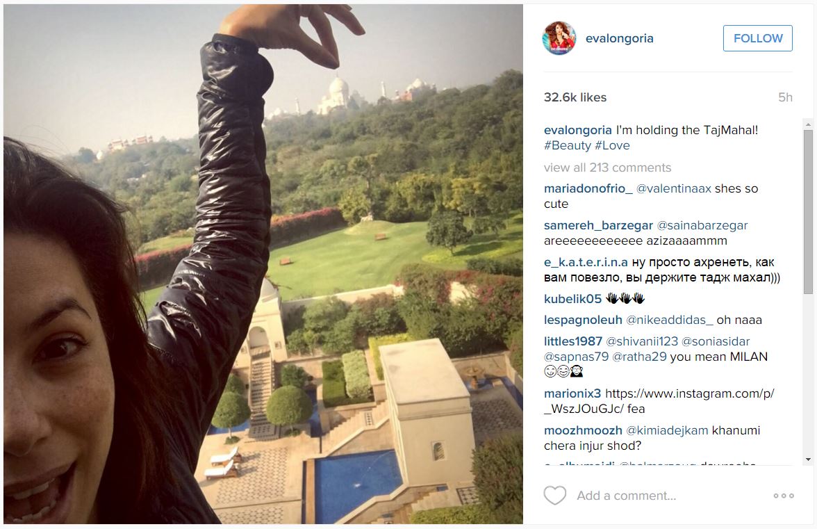 Newly engaged Eva Longoria visits underprivileged kids, Taj Mahal