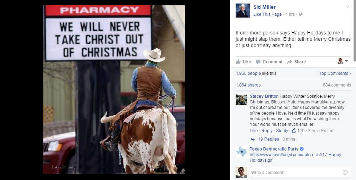 Texas Agriculture Commissioner Sid Miller posted on Facebook that he is ready to slap the next person who wishes him Happy Holidays. Take a look back at other Christmas controversies through the years.