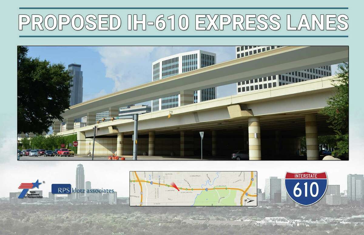 Frontage roads﻿, like the northbound lanes shown here near San Felipe, would operate the same if elevated express lanes were added to Loop 610. There is no local access in the Uptown area to the elevated ﻿lanes.