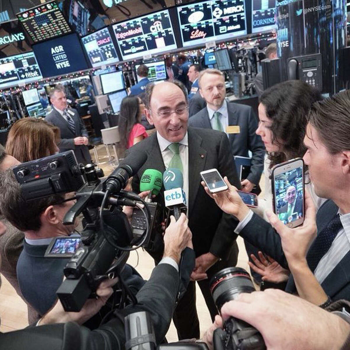 Iberdrola Chairman Ignacio Galán at the December 17, 2015 opening of the New York Stock Exchange, following the merger between the Spain-based company's U.S. subsidiary and New Haven, Conn.-based UIL Holdings to form Avangrid (NYSE: AGR).
