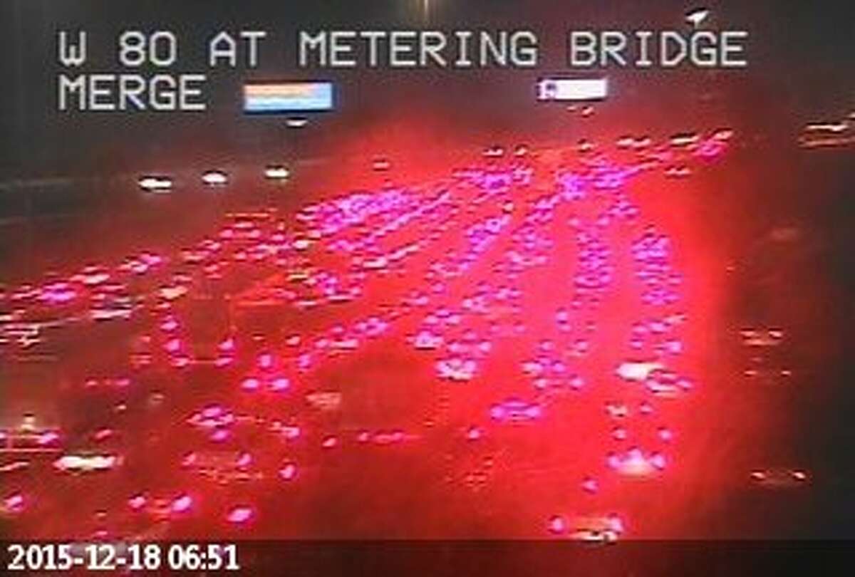Westbound I-80 at the Bay Bridge toll plaza on Friday morning.