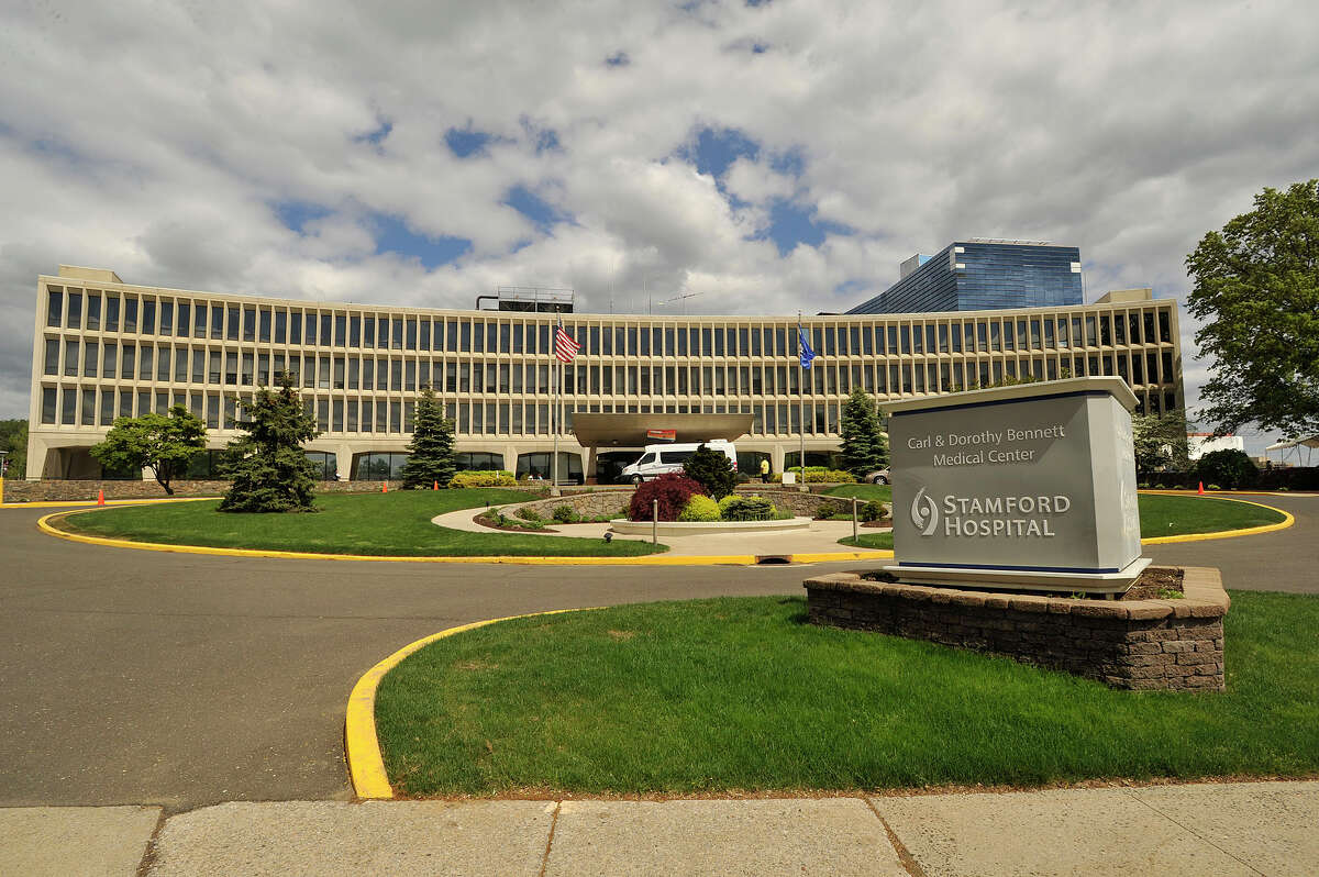 The exterior of the main entrance of Stamford Hospital on Shelburne Street can be seen in Stamford, Conn., on Wednesday, May 13, 2015.