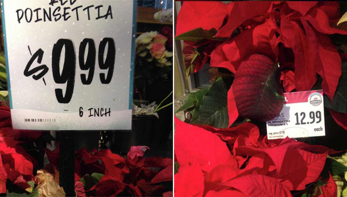 Poinsettias Central Market: $9.99 Whole Foods: $12.99