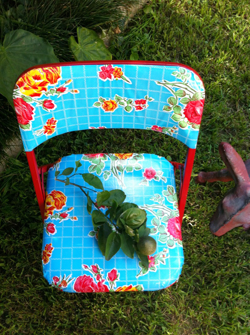 Paint, oil cloth take chairs from drab to fab