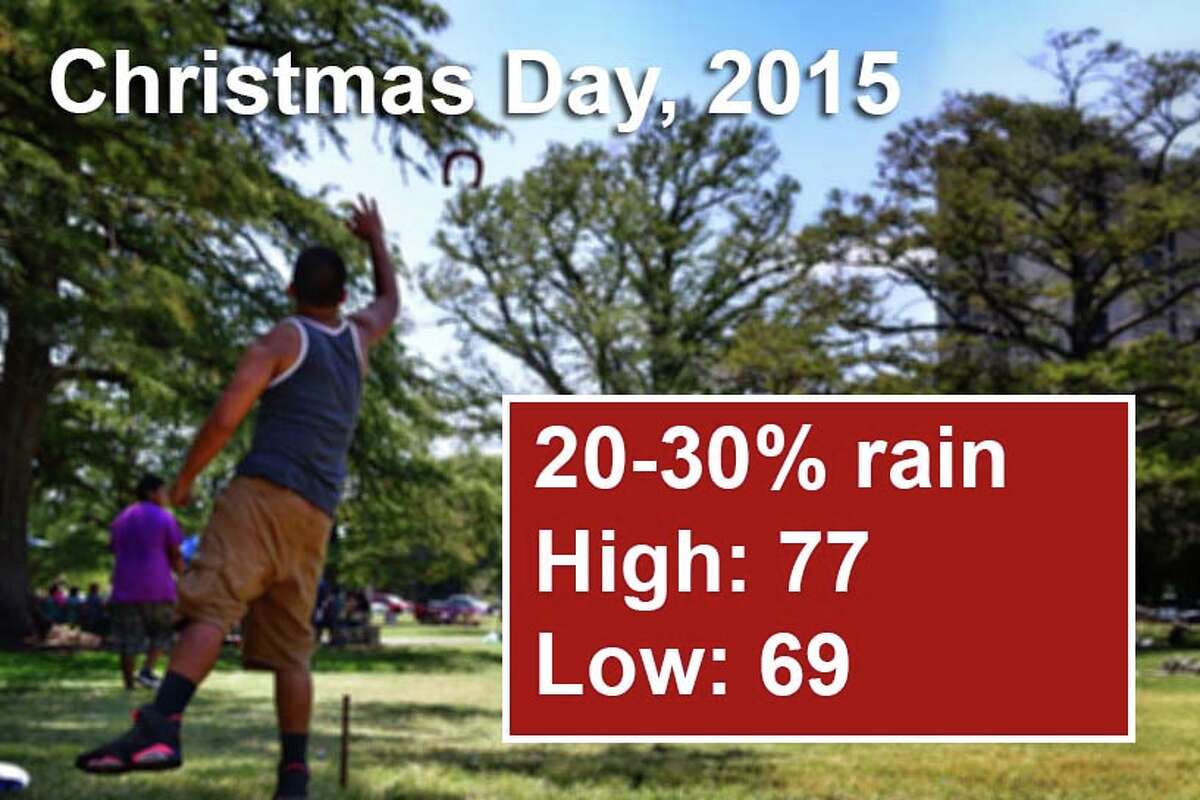 San Antonio's weather outlook for Christmas Day, 2015 and beyond, according to the National Weather Service. For an updated forecast visit forecast.weather.gov.