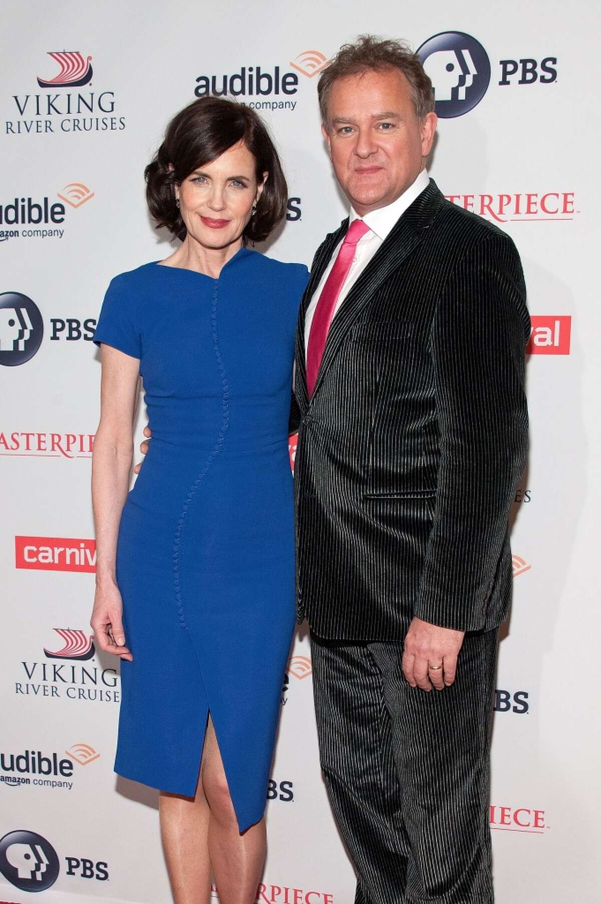 Elizabeth McGovern (L) and Hugh Bonneville attend the "Downton Abbey" series season six premiere at the Millenium Hotel on December 7, 2015 in New York City.