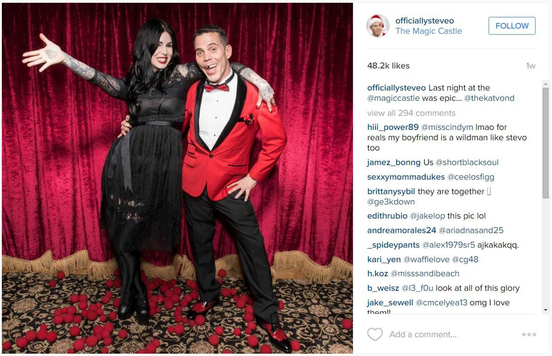 Steve-O, Kat Von D share adorable photos as they announce themselves as a  couple