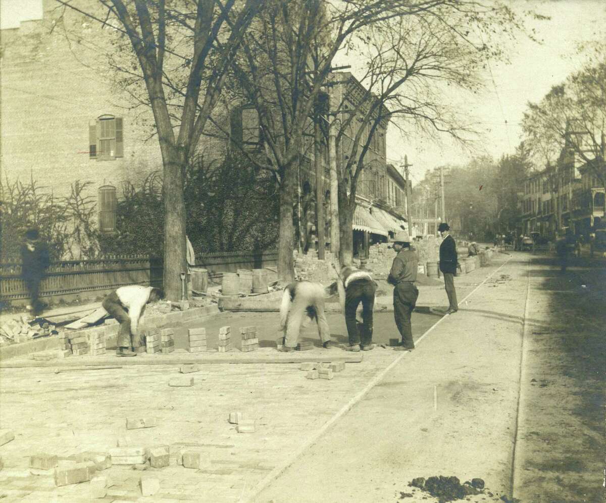 Paving Greenwich Avenue in 1900.