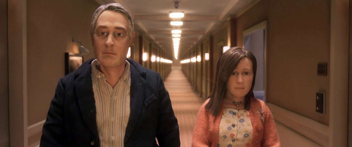 This photo provided by Paramount Pictures shows, David Thewlis voices Michael Stone, left, and Jennifer Jason Leigh voices Lisa Hesselman, in the animated stop-motion film, "Anomalisa," by Paramount Pictures. The film opens in U.S. theaters in Jan. 2016. (Paramount Pictures via AP)