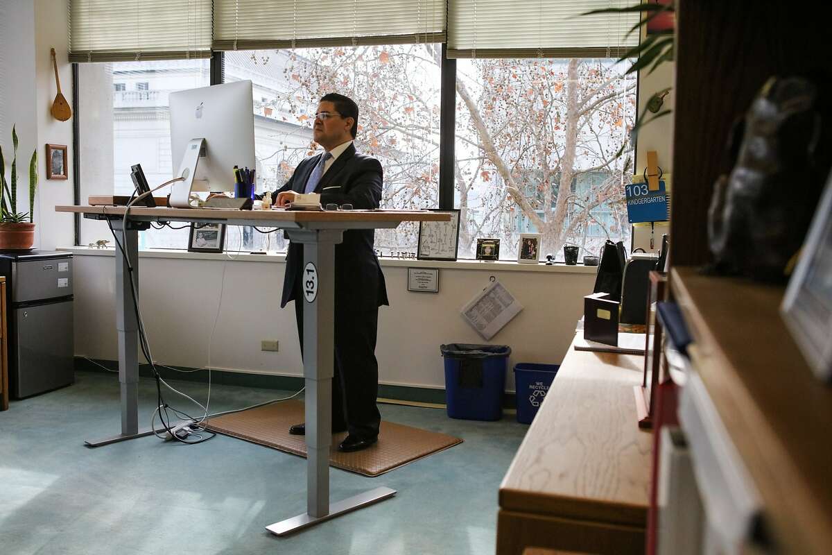 San Francisco's superintendent, Richard Carranza works at his desk in San Francisco, California on Monday, January 4, 2016.