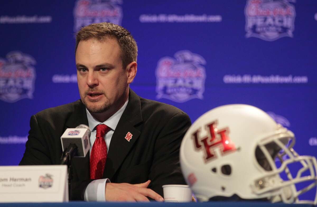 UH head coach Tom Herman denounced a pair of reports Thursday that said he met with Baylor about its head-coaching job.