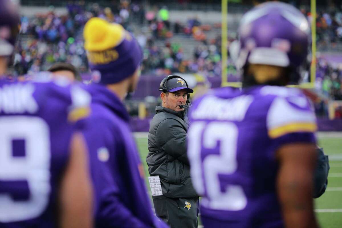 Head coach Mike Zimmer of the Minnesota Vikings on the sidelines after being defeated 38-7 against the Seattle Seahawks on December 6, 2015 at TCF Bank Stadium in Minneapolis, Minnesota.