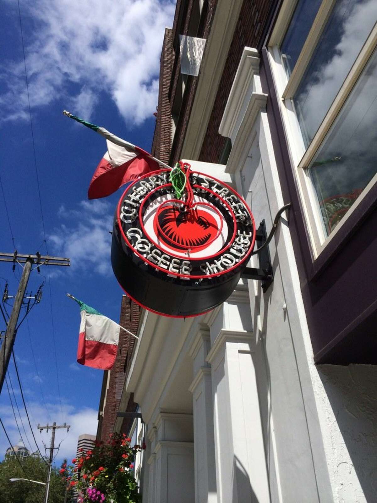 The sign for one of Seattle's Cherry Street Coffee Houses makes a cameo in the film. 