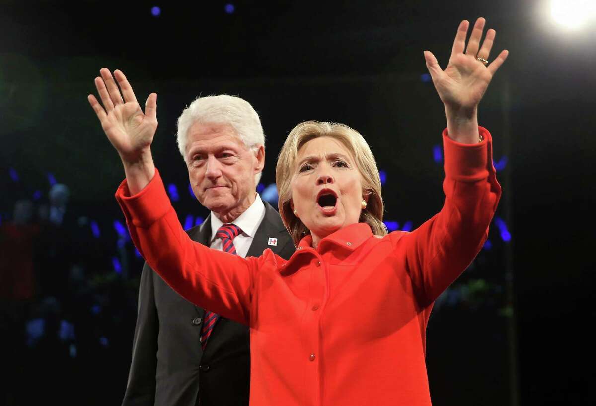 Democratic presidential candidate Hillary Clinton and her husband former president Bill Clinton at the Jefferson-Jackson Dinner on October 24, 2015 in Des Moines, Iowa. Bill Clinton will be in Bridgeport, Conn. on Jan. 12 for a pricey Hillary Clinton fundraiser being hosted by software executive Oni Chukwu, according to the campaign's website.