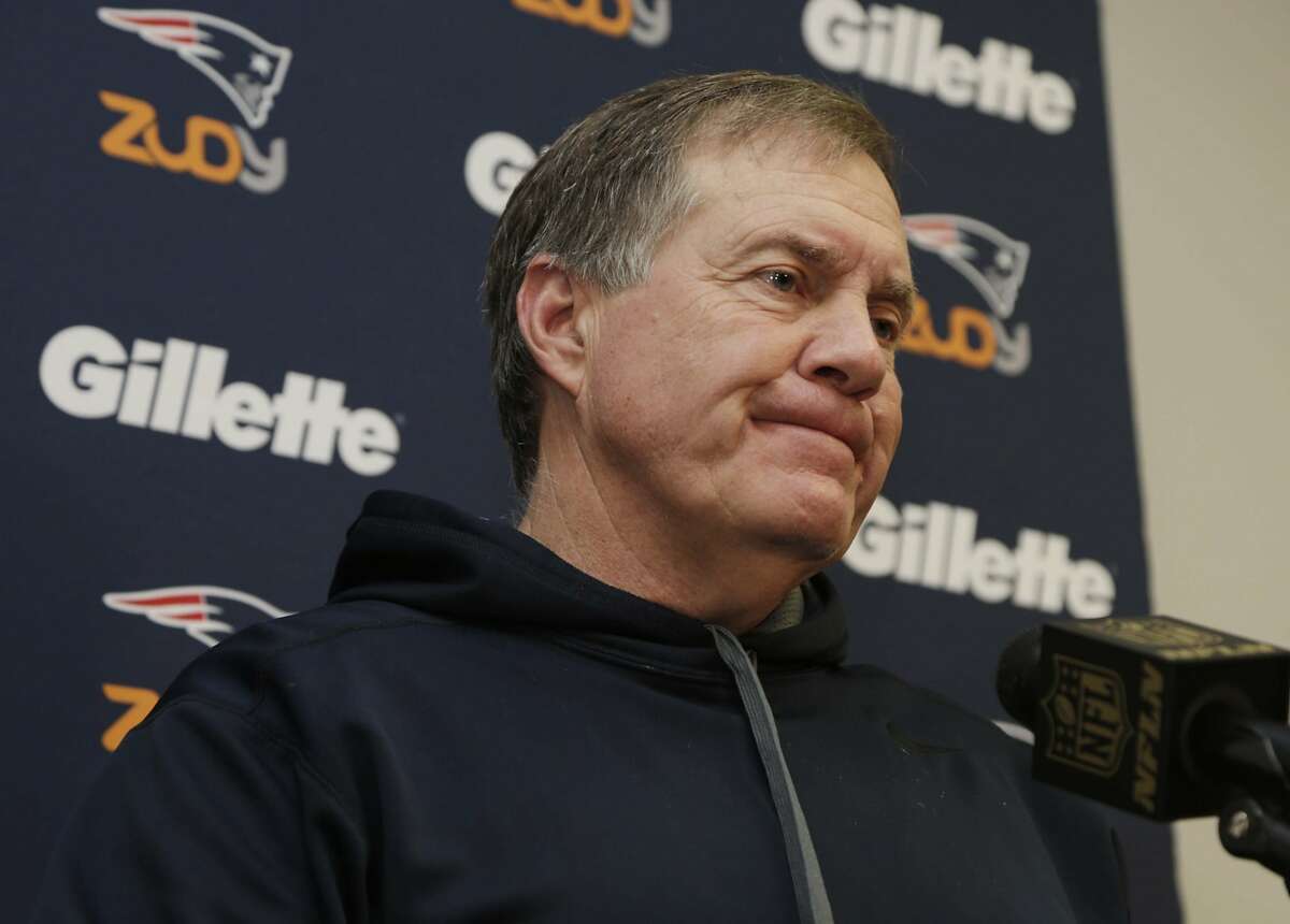 New England Patriots head coach Bill Belichick gestures during a post game news conference following an NFL football game, Sunday, Jan. 3, 2016, in Miami Gardens, Fla. The Dolphins defeated the Patriots 20-10. (AP Photo/Lynne Sladky)