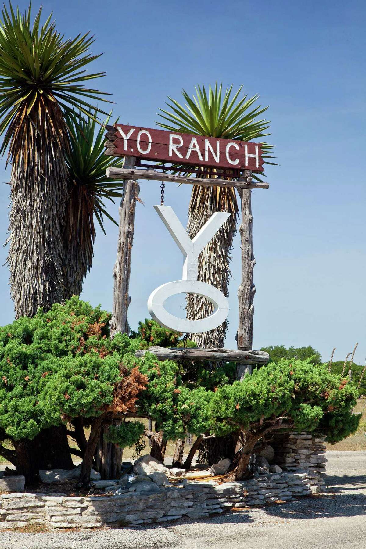 Texas, Kerr County, Hill Country, YO Ranch, sign at main gate