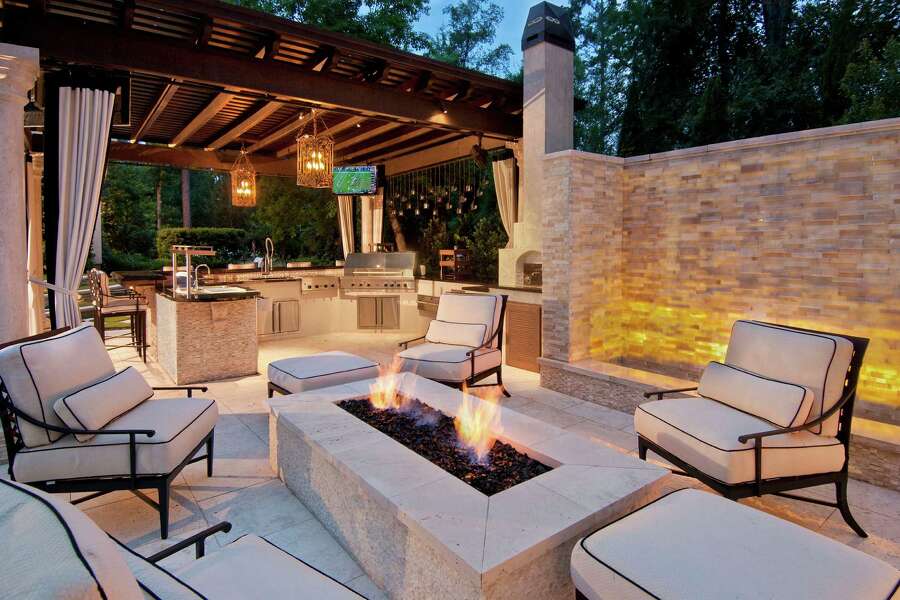 Outdoor fireplaces take the chill off the evening
