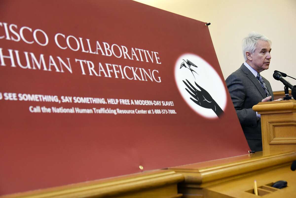 San Francisco District Attorney George Gascon speaks during a San Francisco Collaborative Against Human Trafficking ceremony held at City Hall in San Francisco, CA on Tuesday, January 12, 2016.