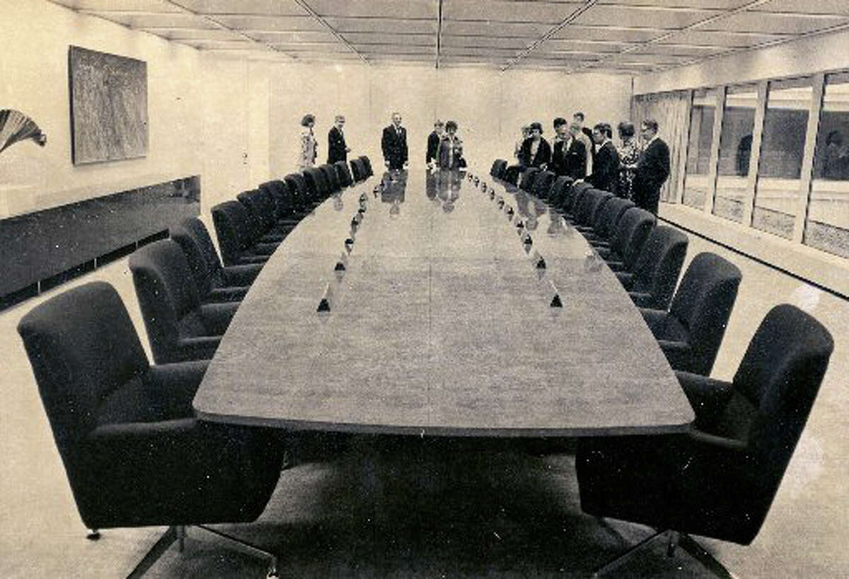 The boardroom at GE's brand new Easton Turnpike headquarters when it opened in 1974.