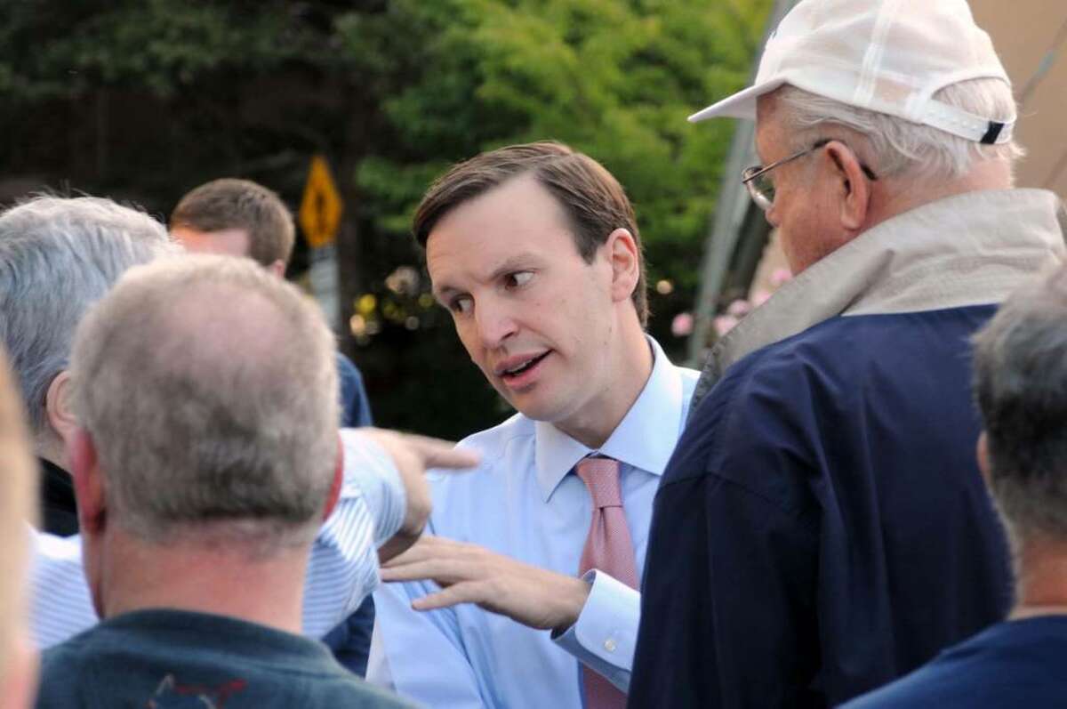 Congressman Chris Murphy at an outdoor town hall meeting to discuss health care reform Wednesday, Sept. 2, 2009 at the Danbury Town Green in Danbury, CT.