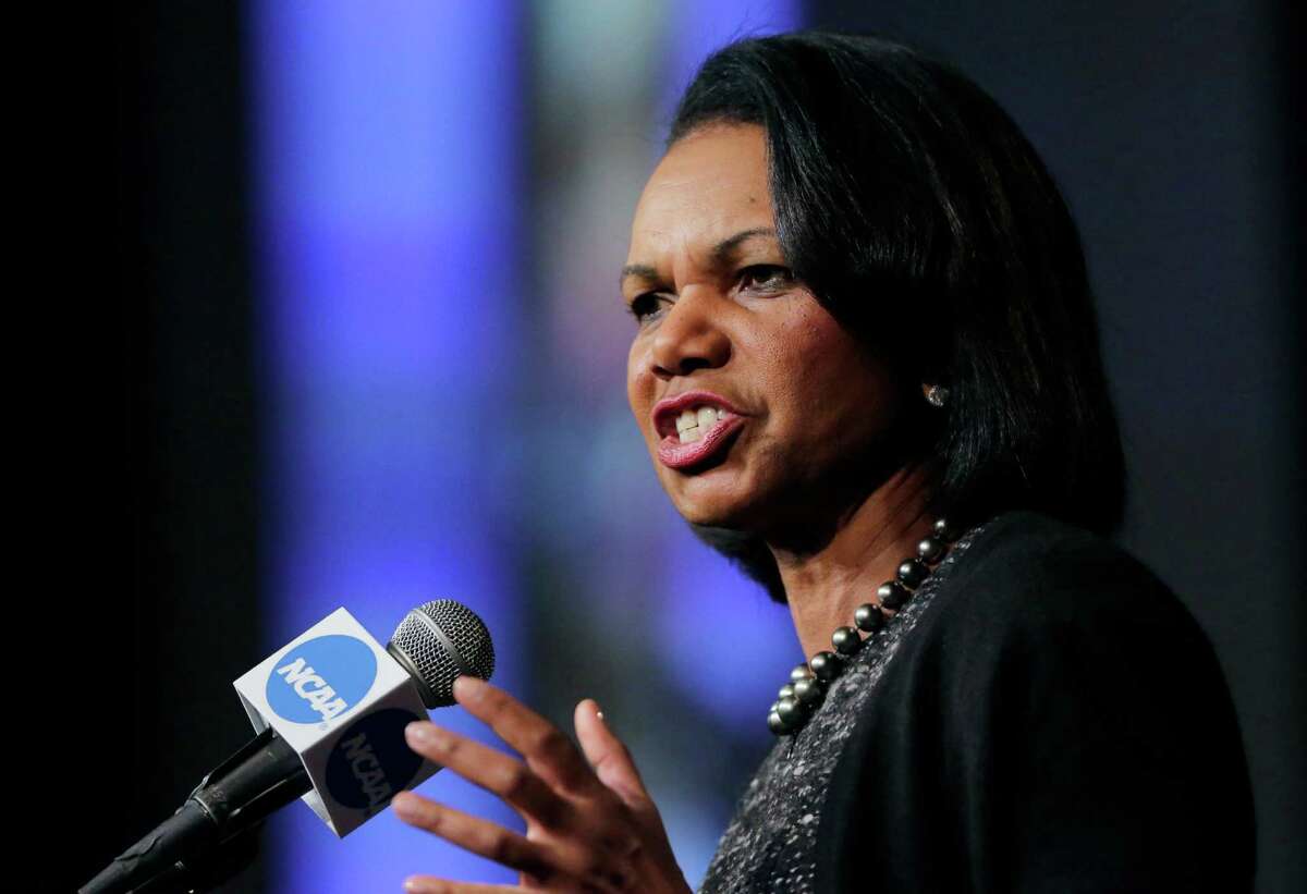 Former Secretary of State Condoleeza Rice speaks during a luncheon at the NCAA Convention, Thursday, Jan. 14, 2016, in San Antonio.