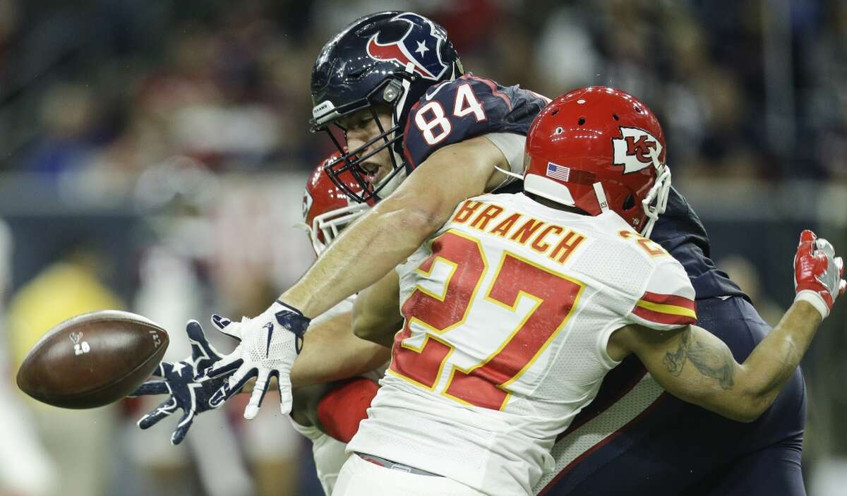 Tyvon Branch (27) and the Chiefs had their way with Ryan Griffin and the Texans last season, beating them in the season opener and the AFC wild-card game at NRG Stadium.