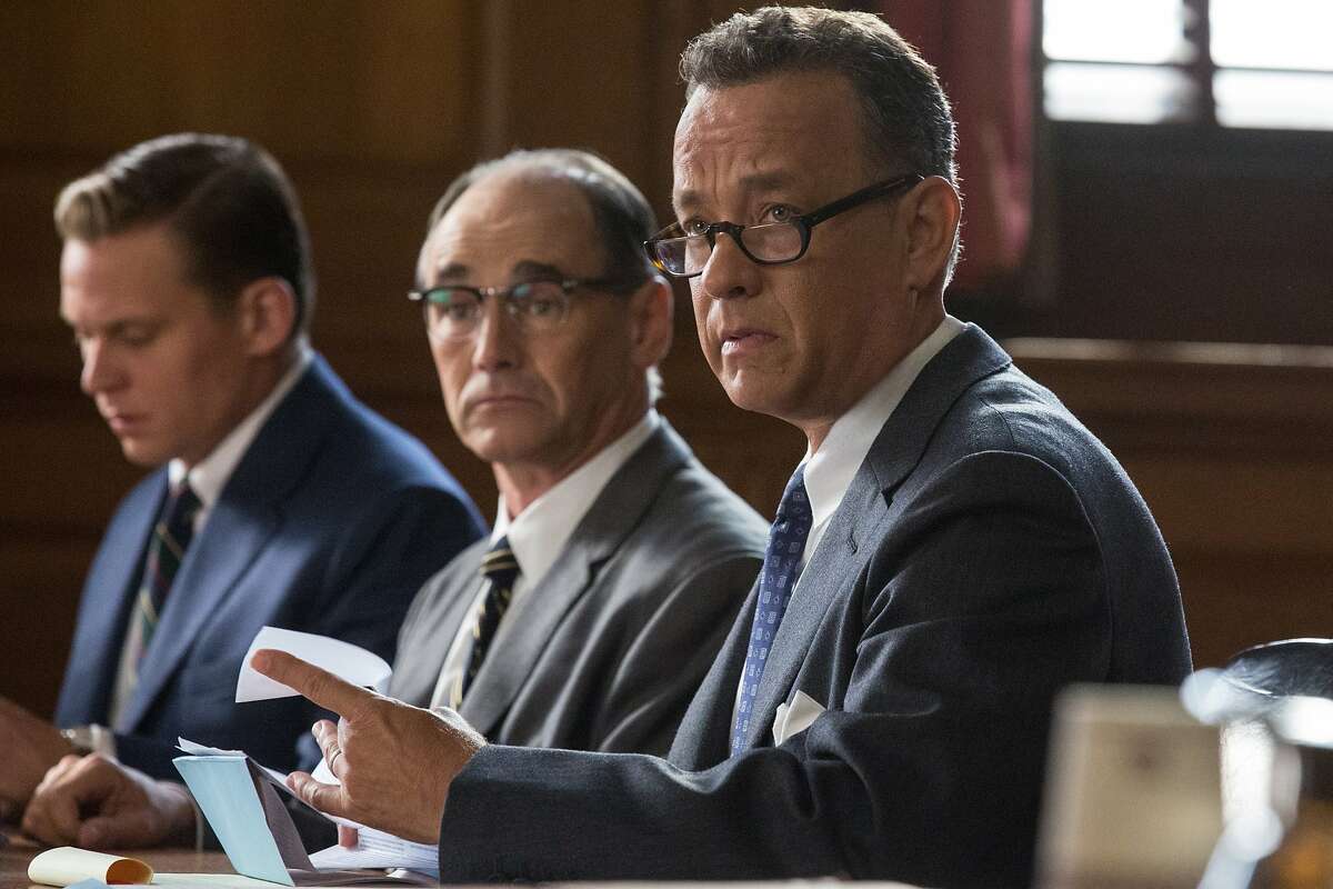 In this image released by Disney, Tom Hanks, from right, Mark Rylance and Billy Magnusson appear in a scene from the film, "Bridge of Spies." The film was nominated for an Oscar for best picture on Thursday, Jan. 14, 2016. The 88th annual Academy Awards will take place on Sunday, Feb. 28, at the Dolby Theatre in Los Angeles. (Jaap Buitendijk/DreamWorks Pictures/Fox 2000 Pictures via AP)
