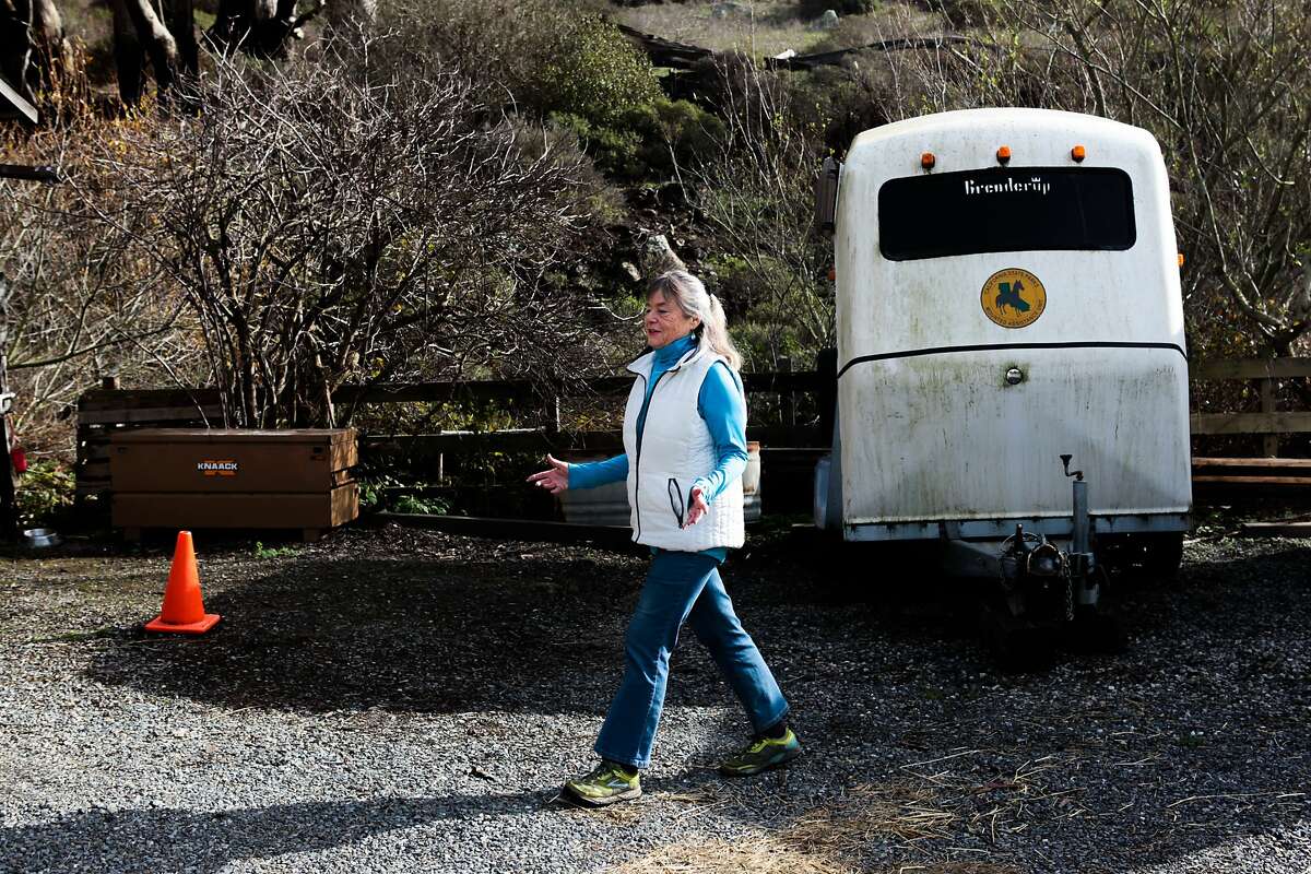 Kristin Shannon, the chairman of the Mountain Tamalpais task force, walks along a potential new hiking trail, in Marin County, California, on Friday, January 15, 2016. The National Park Service has created plans to connect two trails, that ultimately lead to Muir Woods. Shannon, along with other locals fear that this will draw more visitors.