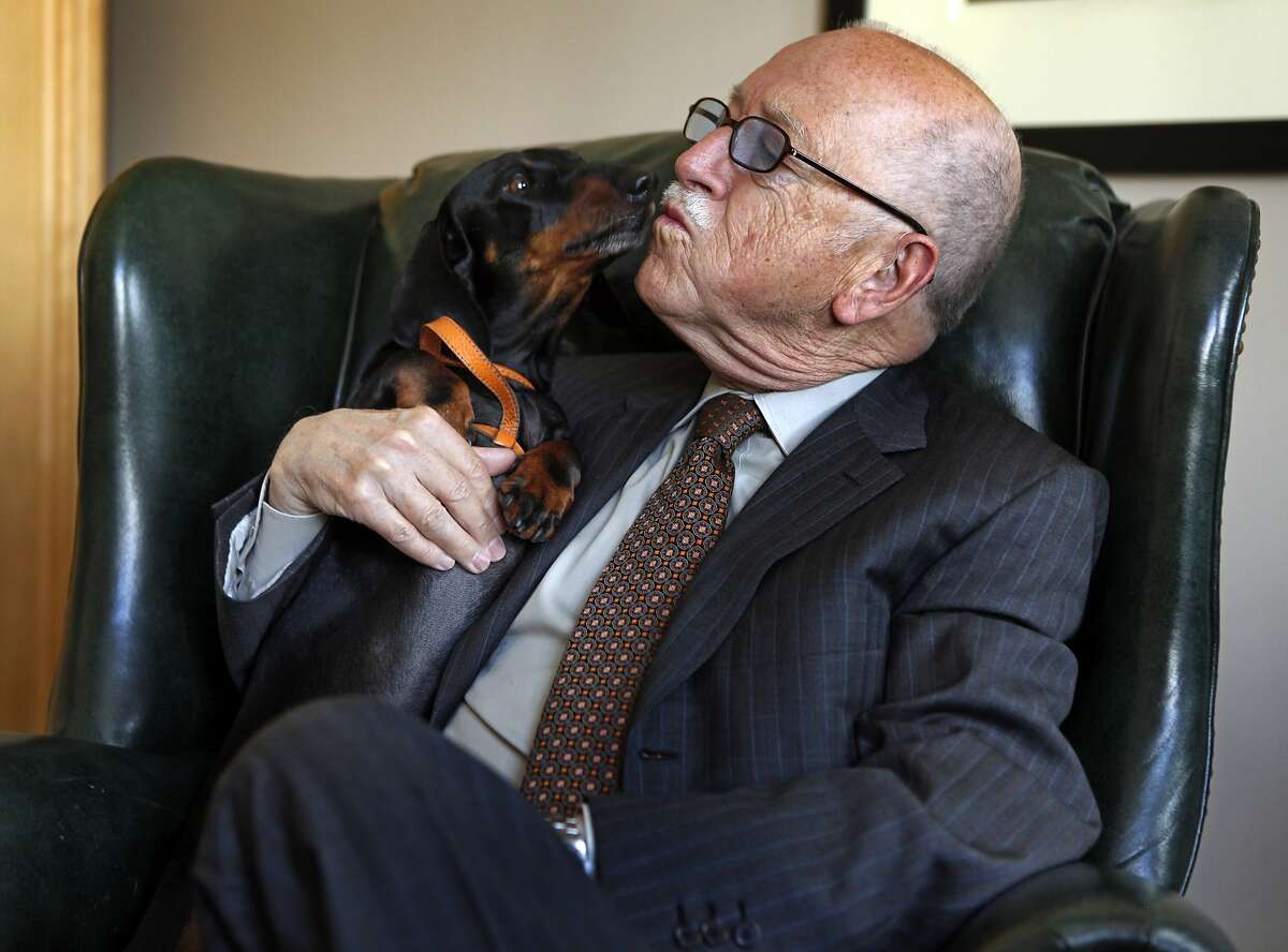 Wilkes Bashford and his dachshund Duchie conduct business together at his fine men's furnishing store in downtown San Francisco on Tuesday, April 26, 2011.