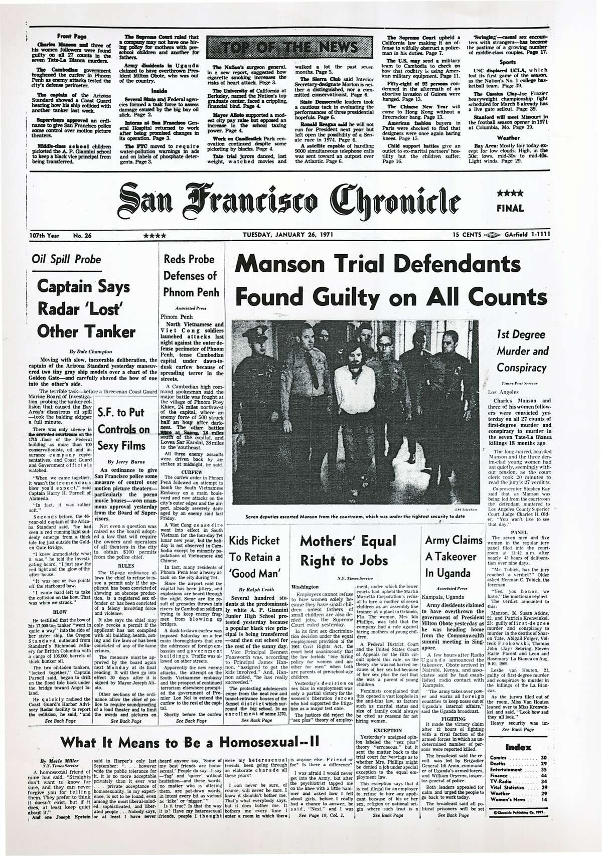 Chronicle Covers: When Charles Manson was found guilty