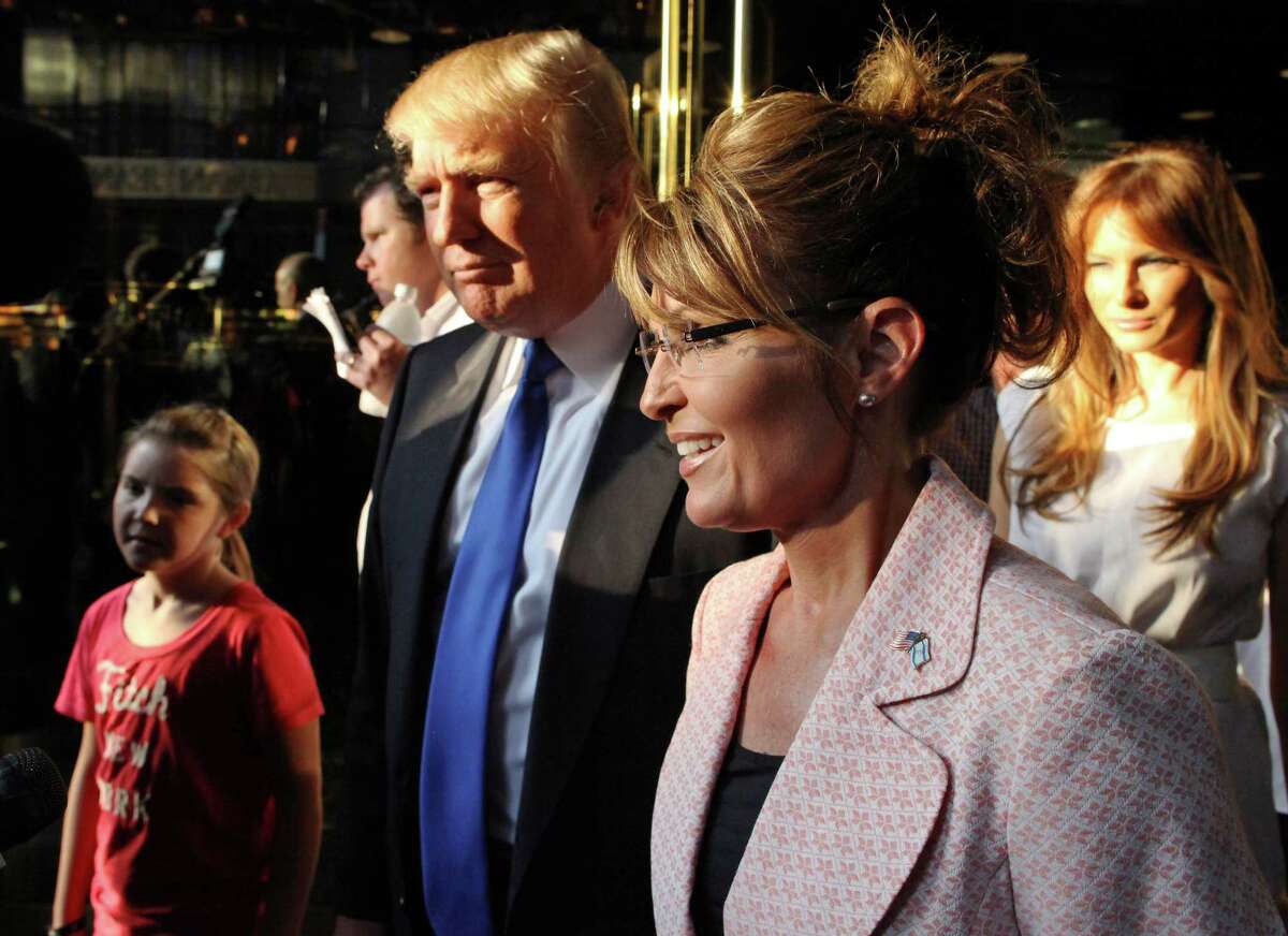 Donald Trump is shown with Sarah Palin in New York City in 2011. 
