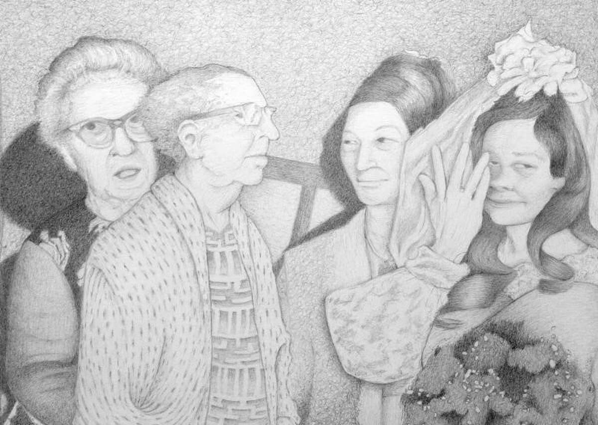 "Four Women" is among the drawings in Michael Bise's show "Born Again" at Moody Gallery﻿.