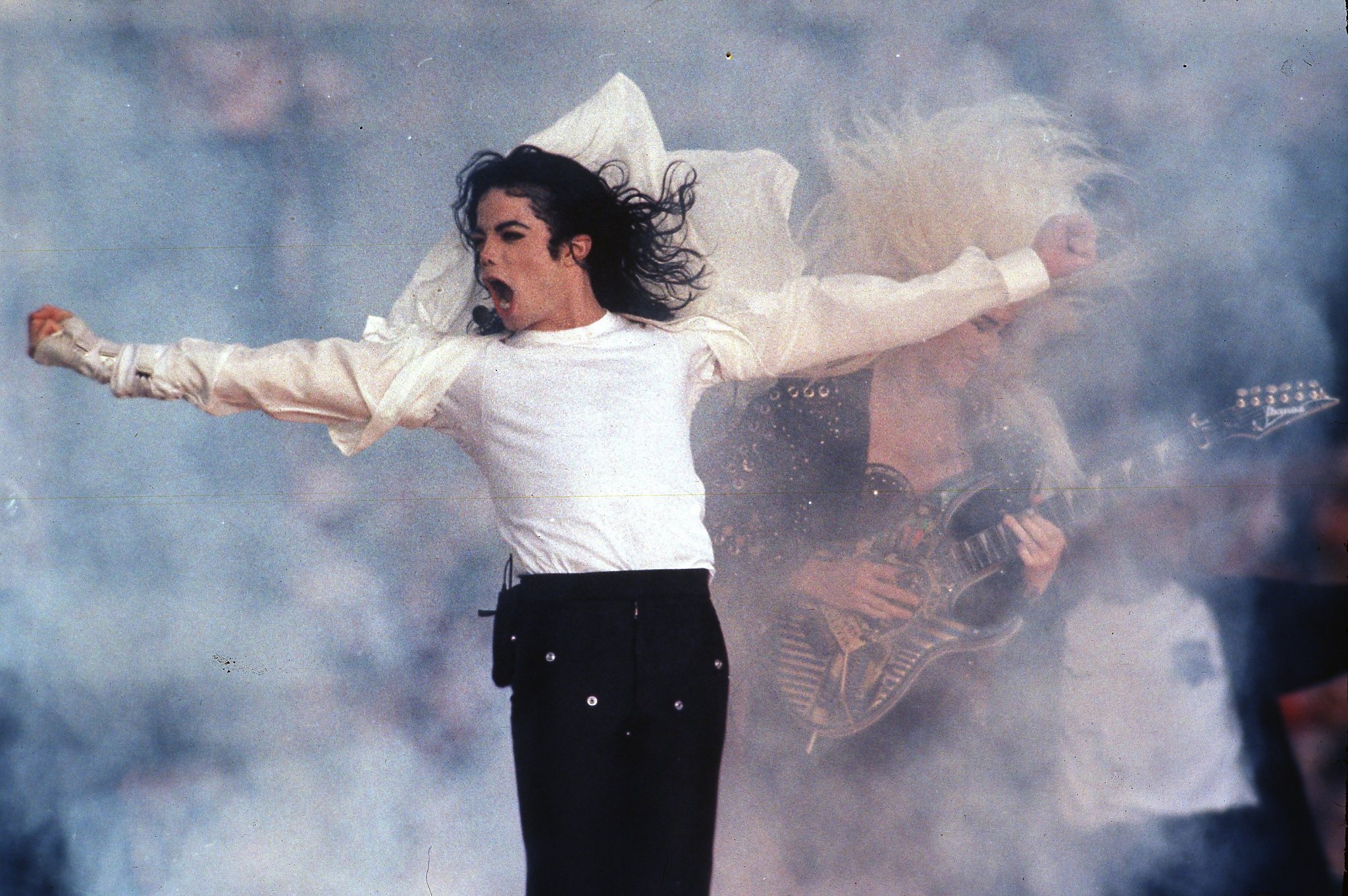 Janet Jackson is exposed during her half time performance with Justin  Timberlake at Super Bowl XXXVIII. The New England Patriots face the  Carolina Panthers at Reliant Stadium in Houston, Texas on February